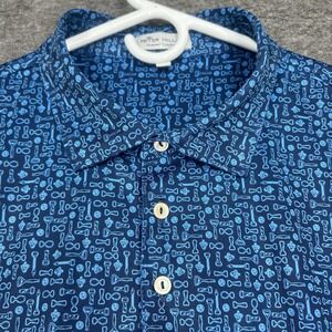 Peter Millar Summer Comfort Polo Shirt Mens 2XL Blue Bottle Openers Golf Resort